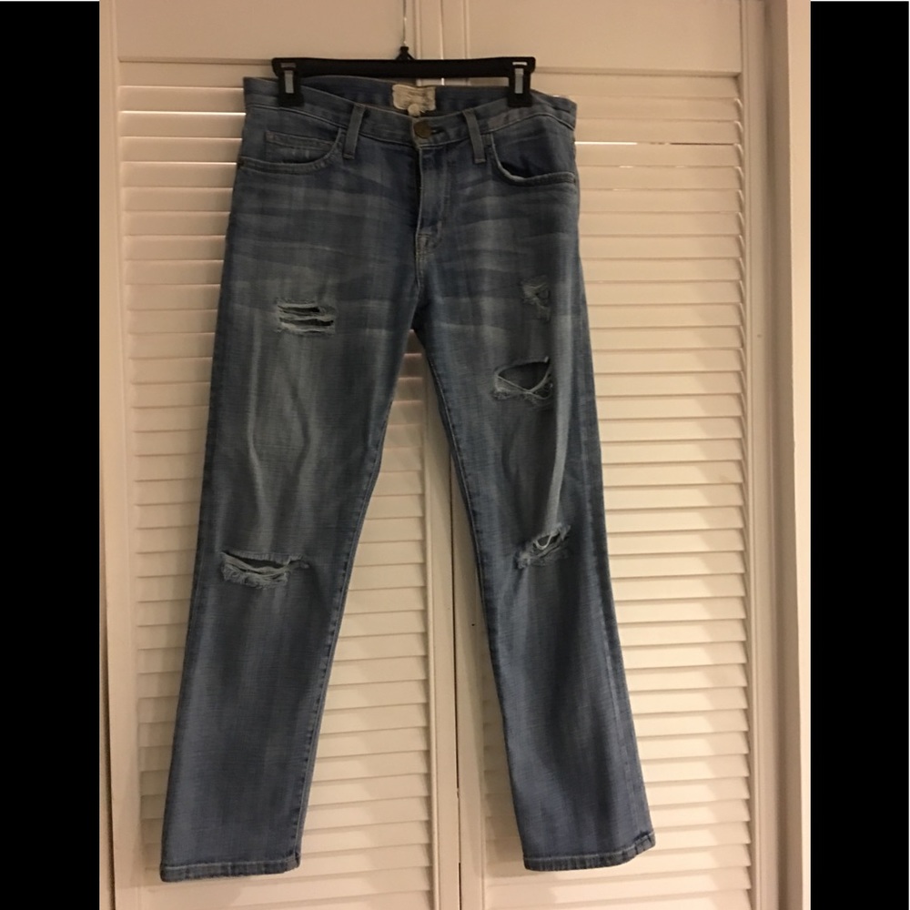 Current/Elliott destroyed denim boyfriend jeans